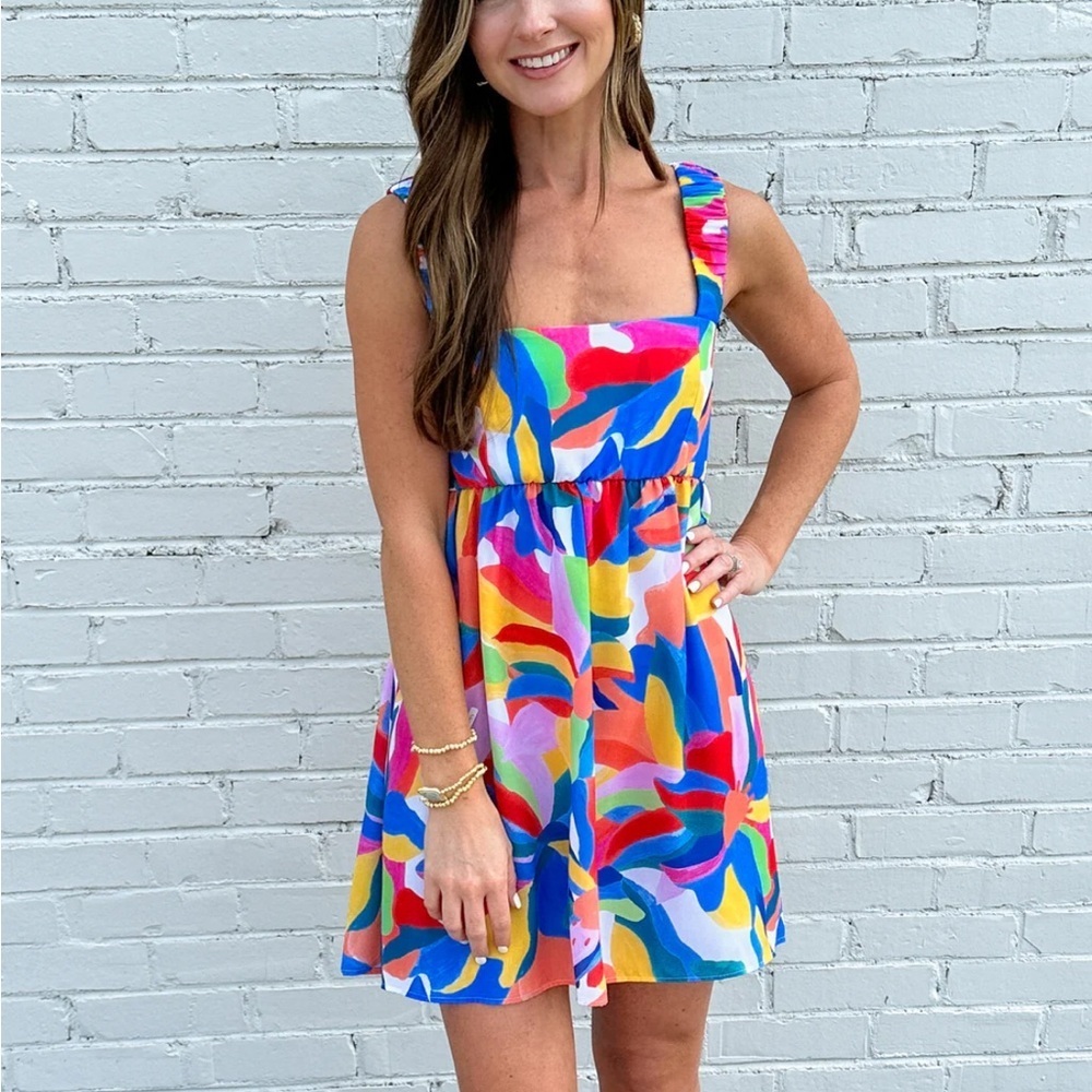 Show Me Your Mumu Just A Fling Dress Large Colorful Resort Dress Pockets - Picture 4 of 10